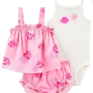 Carter's Pink Fish Print 3 Piece Set